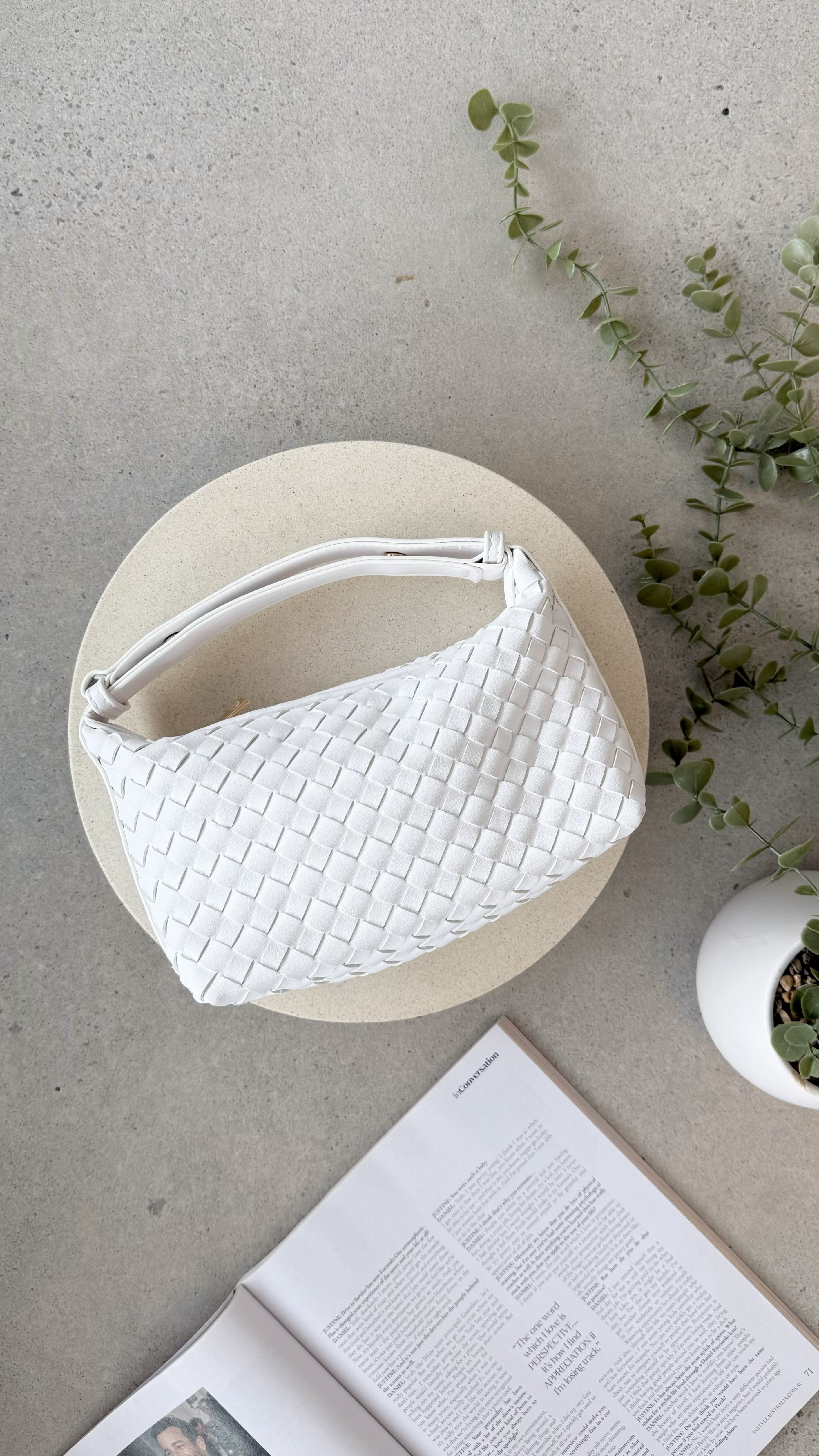 Isabelle White Leather Handle Bag for Women - Elegant Crossbody Purse for Work, Travel & Everyday Use