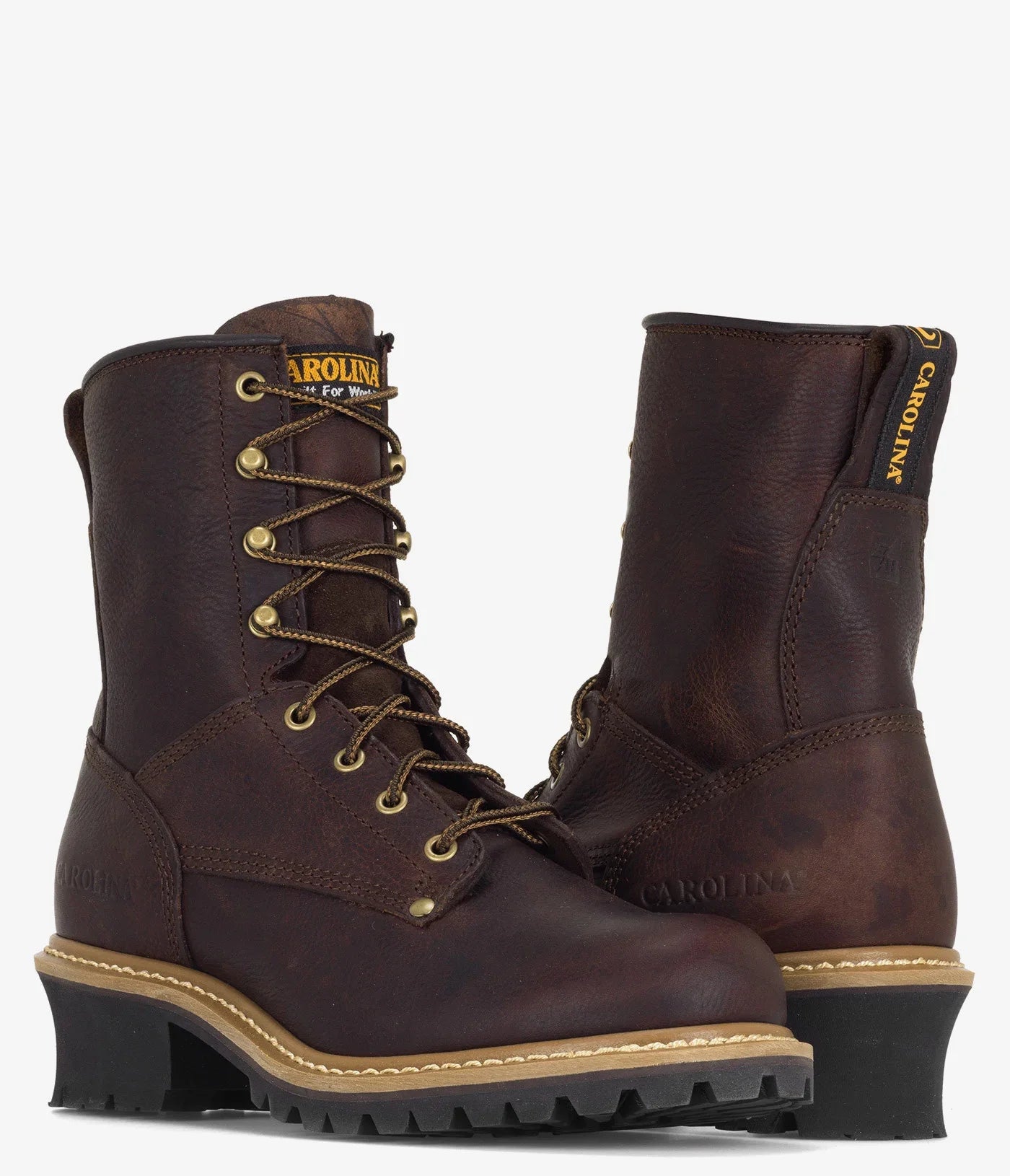 Men's Carolina Elm 8 Leather Logger Boots - Durable Work Boots for Construction, Hiking & Outdoor Activities