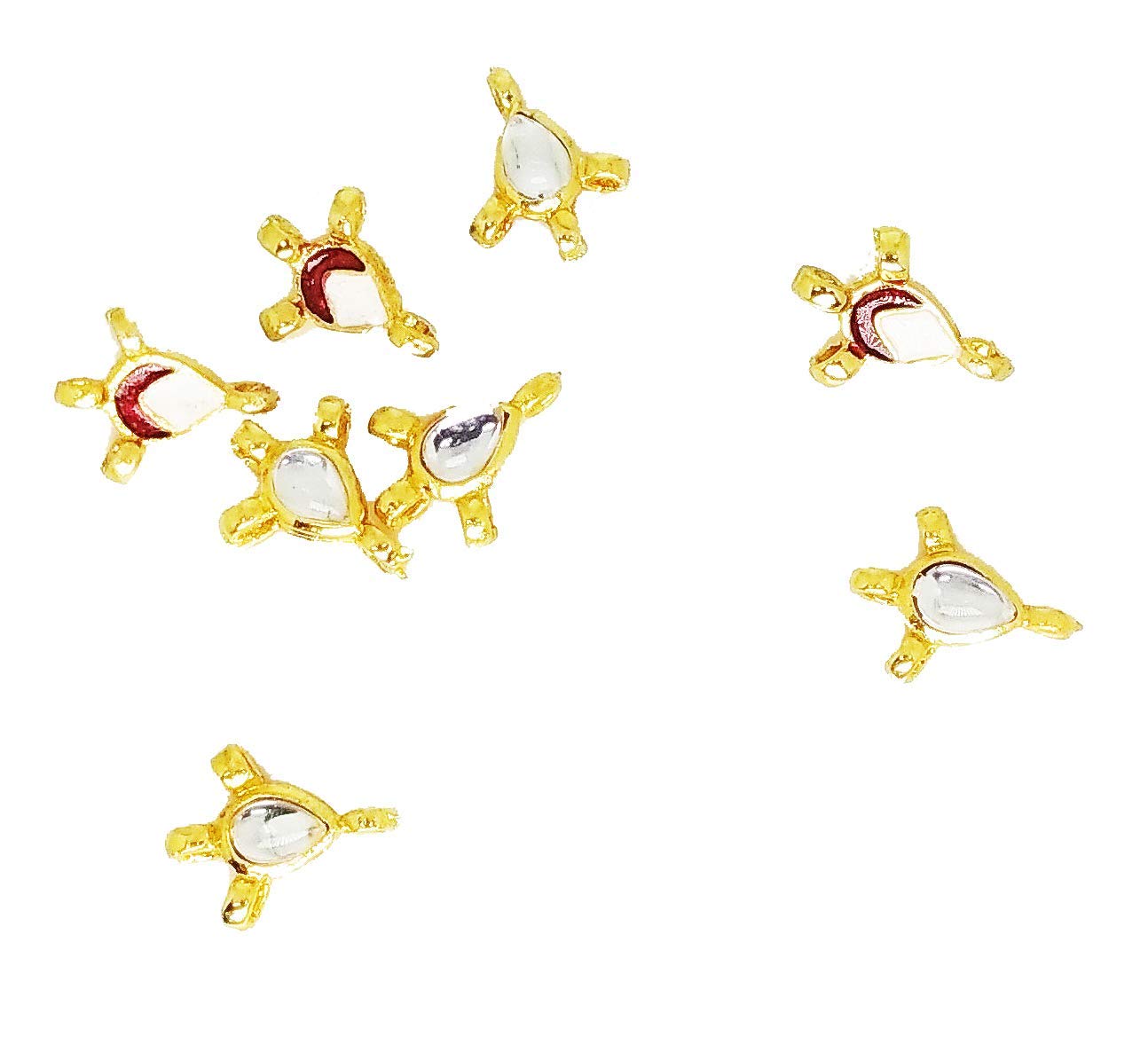 25pcs Small Kundan 3-Loop Connector Charms for Jewelry Making - Gold Tone Beading Links for Necklace, Bracelet & Earring DIY (10/6 Size) - Perfect for Boho, Indian & Bridal Jewelry Designs