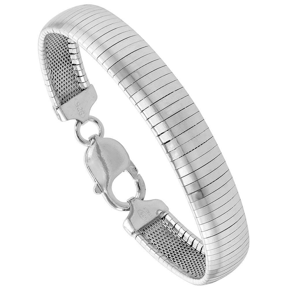 Sterling Silver 10mm Omega Necklaces & Bracelets for Women - Nickel Free Italian Jewelry - 3/8 Inch Wide, Sizes 7-20 Inches - Perfect for Gifts, Weddings & Everyday Elegance