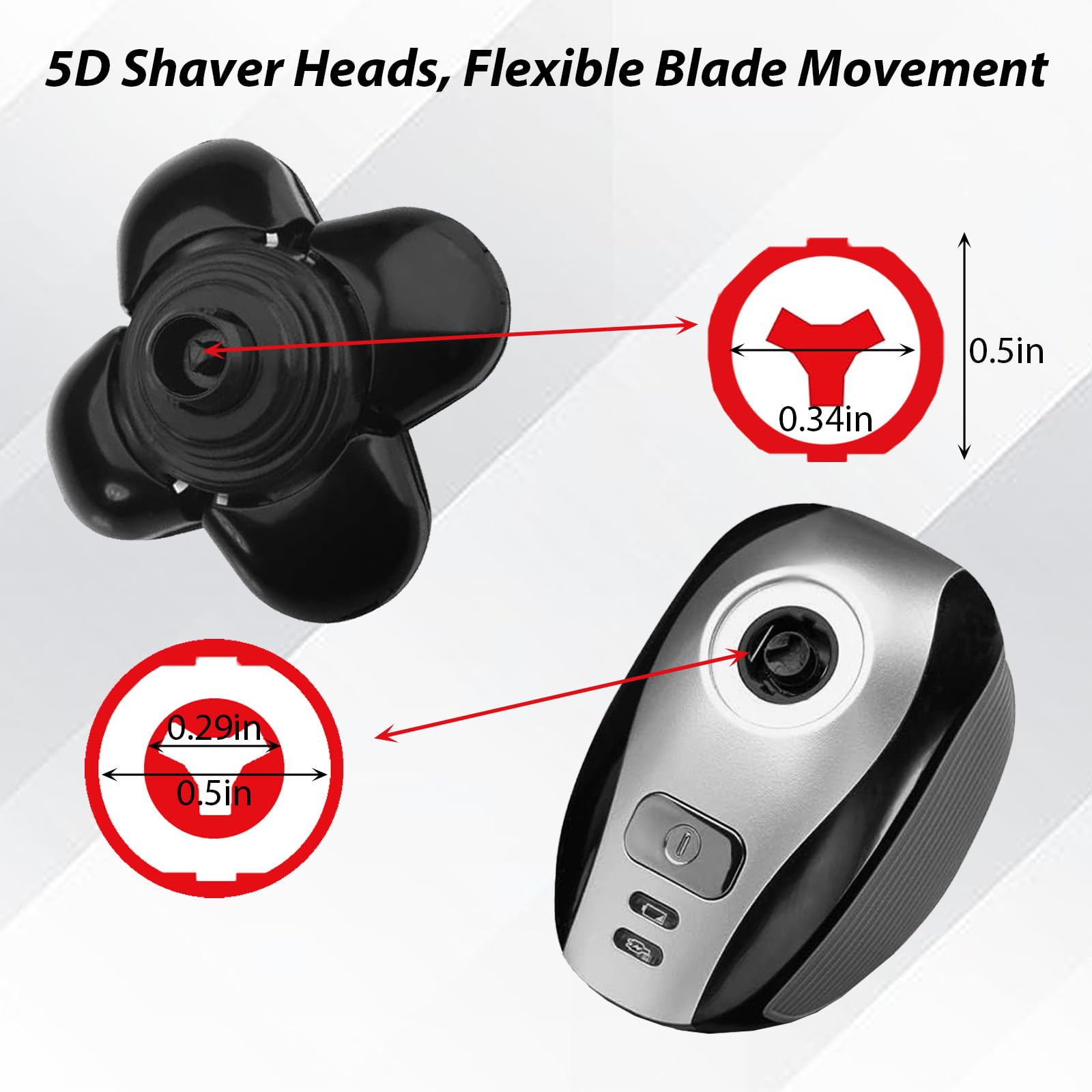 4 Pack Replacement Blades for Electric Head Shaver - 5-Blade Razor Heads for Bald Men, Universal Fit for Head & Face Shaving Kit with 4 Cleaning Brushes - Perfect for Travel, Home Use & Grooming Kits