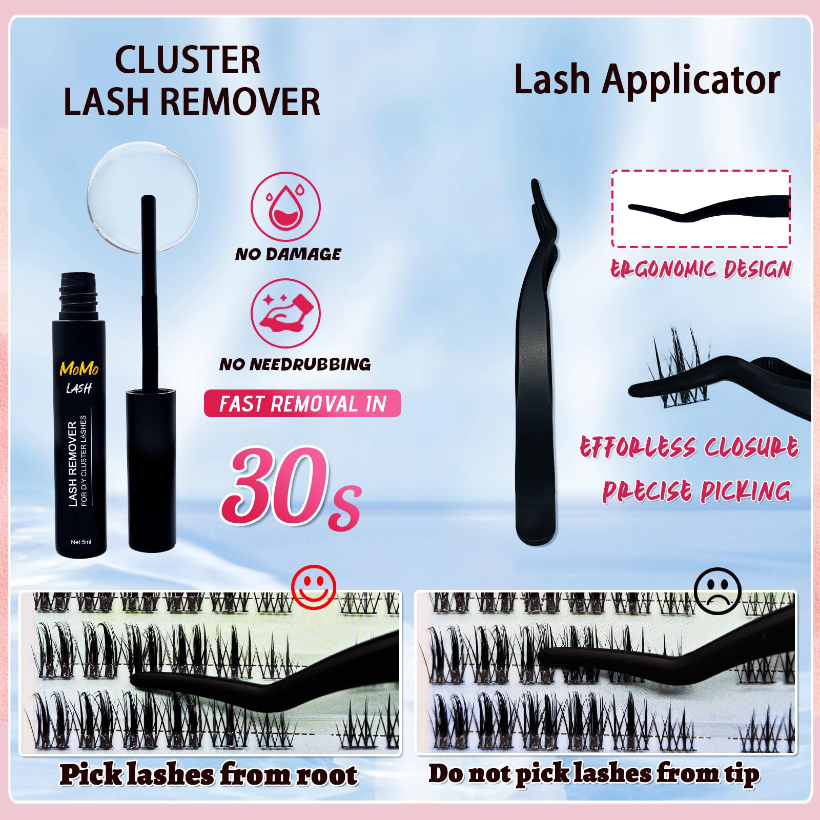 Fluffy Lash Clusters Kit - 10-16MM Manga Spike Eyelash Extensions (120PCS) for DIY Wispy Anime Cat Eye Look - Includes Bond, Seal, Tweezers & Remover - Soft & Thin Band - Perfect for Cosplay, Halloween & Daily Glam by MomoLash