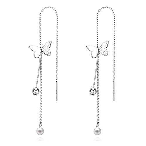 18K Gold Plated Dainty Vivid Butterfly Tassel Earrings - Silver Post CZ 3D Drop Dangle Earrings for Women & Girls | Fairy Jewelry for Parties, Weddings & Everyday Wear