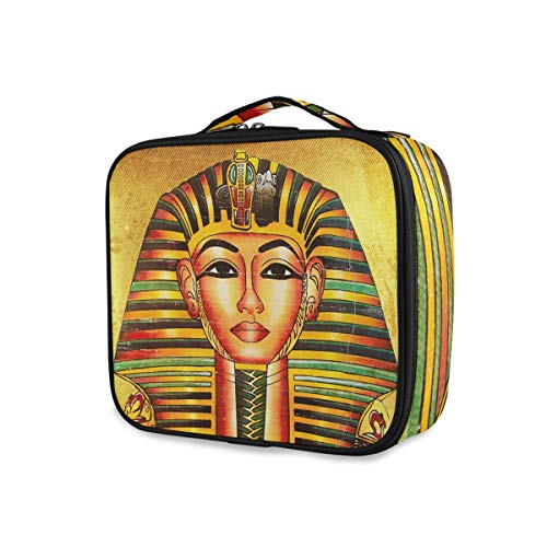 ALAZA Stylish Egyptian Golden Pharaoh Makeup Organizer - Travel Cosmetic Bag for Women, Waterproof Toiletry Case | Perfect for Vacation, Business Trips & Daily Use