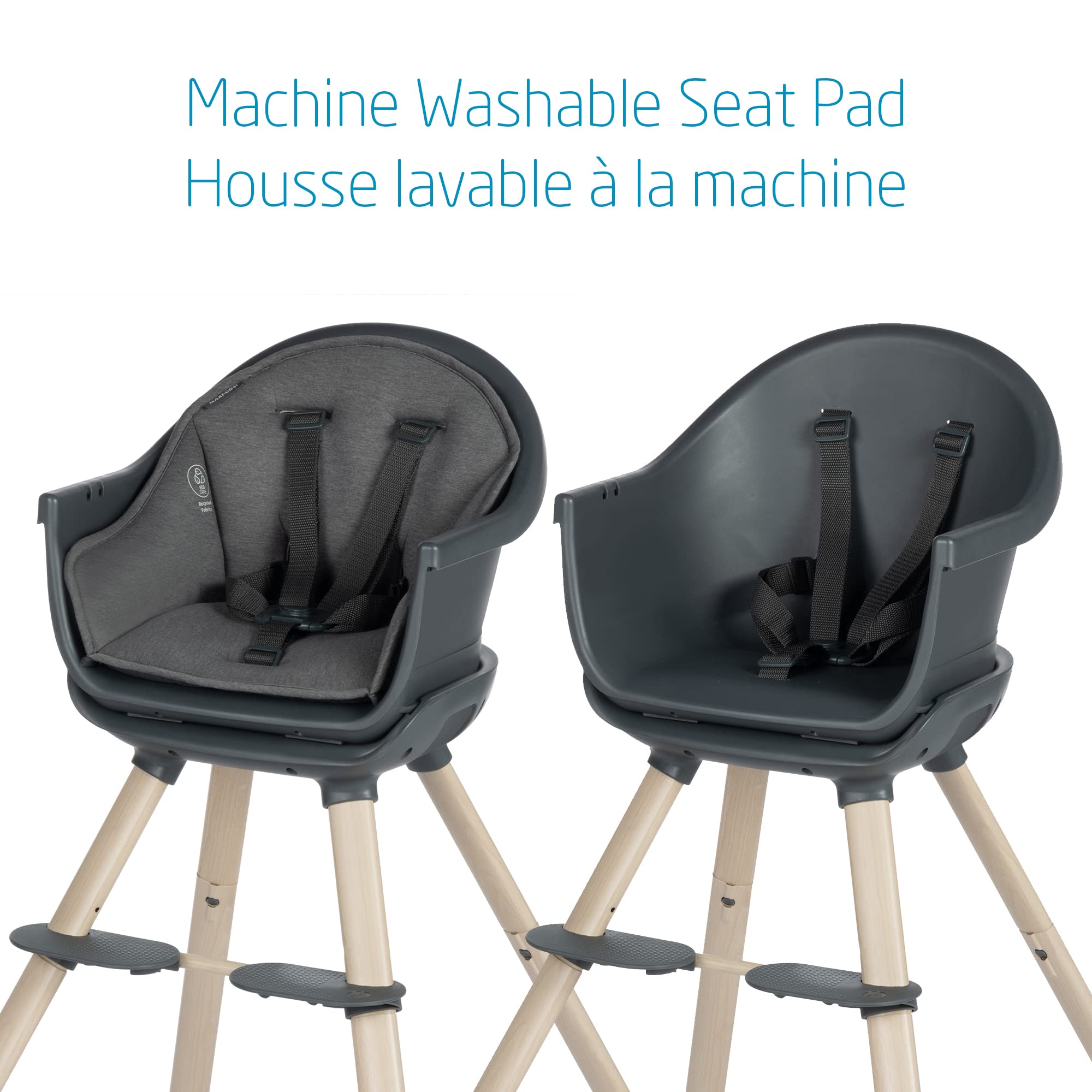 Maxi-Cosi Moa 8-in-1 Convertible High Chair & Booster Seat - Adjustable to Stool, Table & Chair - Easy Clean Baby Feeding Seat - Beyond Graphite - Perfect for Kitchen, Dining Room & Travel Use