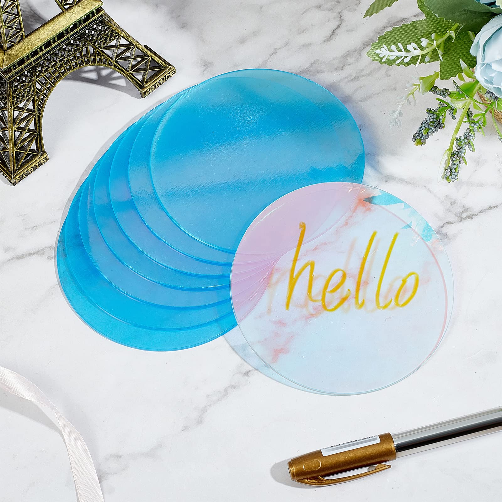 CRASPIRE 8Pcs Clear Acrylic Round Discs - 3.76