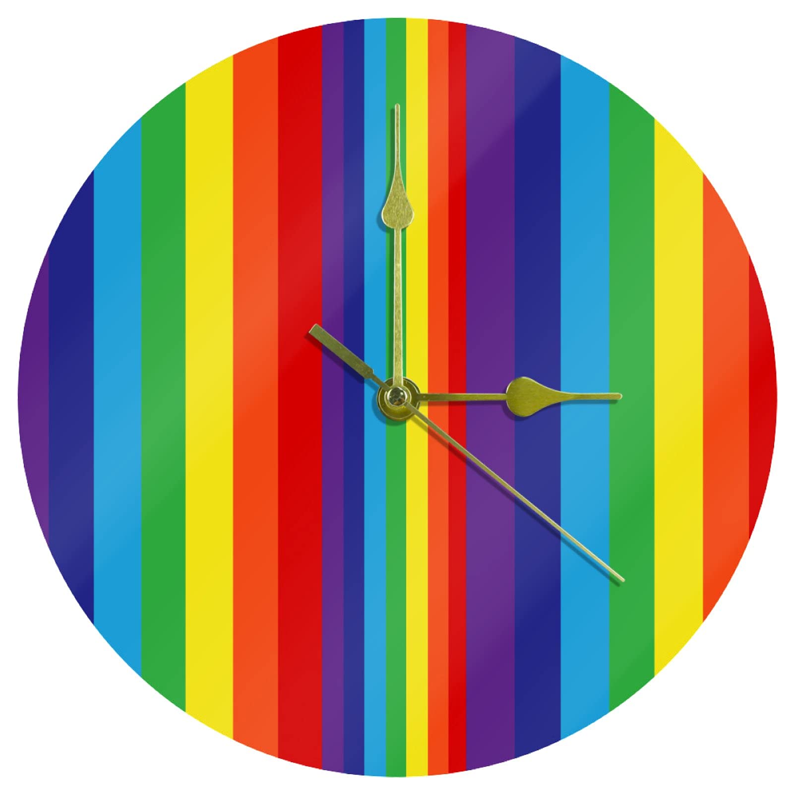 Vibrant Rainbow Vertical Stripe Wall Clock - Battery Operated Silent Non-Ticking Clock for Kids Room, Nursery, Playroom & Living Room Decor | Fun Colorful Home Office Decor & Unique Gift Idea