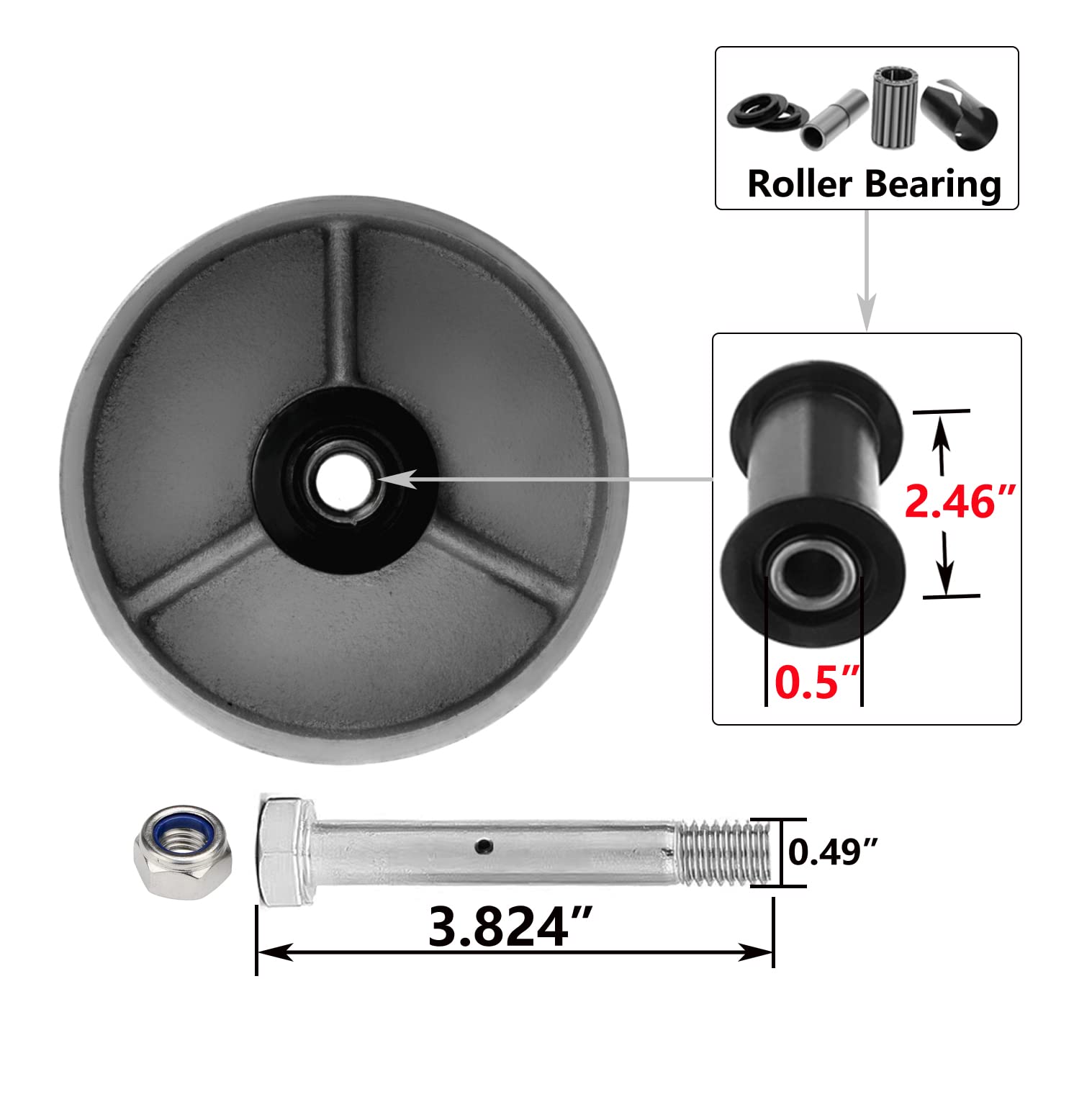 Heavy Duty 5 Inch Steel Cast Iron Caster Wheels - Set of 4 (2 Swivel & 2 Rigid) 4000 LB Capacity for Tool Boxes, Workbenches, Industrial Equipment & Workshop Applications
