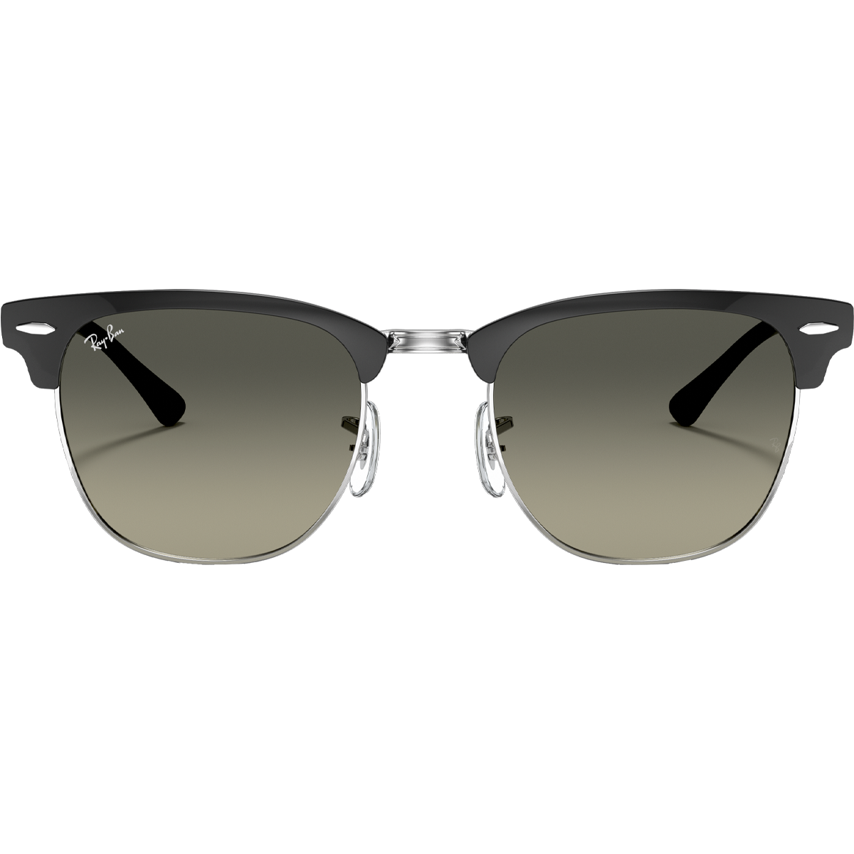 Ray-Ban Clubmaster Metal Sunglasses - Polished Black Frame with Silver/Grey Gradient Lenses - Classic Retro Style for Men & Women - Perfect for Driving, Outdoor Activities & Fashion Accessories