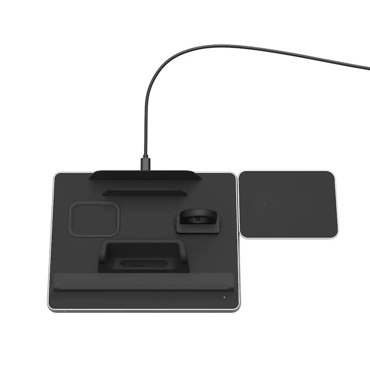 Adam Elements OMNIA Q5 5-in-1 Wireless Charging Station for iPhone, Samsung, AirPods, Apple Watch & Qi Devices - Fast Charging Pad with Nightstand Mode - Perfect for Home, Office & Travel (Black)