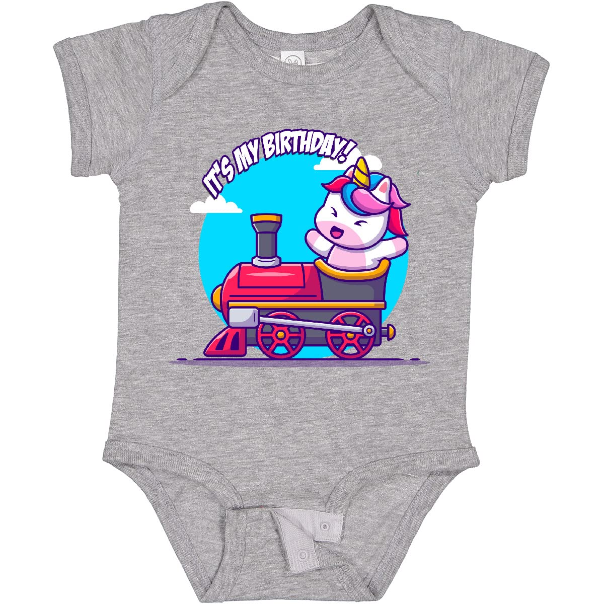 Inktastic Unicorn Birthday Train Baby Bodysuit - Cute Unicorn Outfit for Girls & Boys | Perfect for Birthday Parties, Photoshoots & Special Occasions