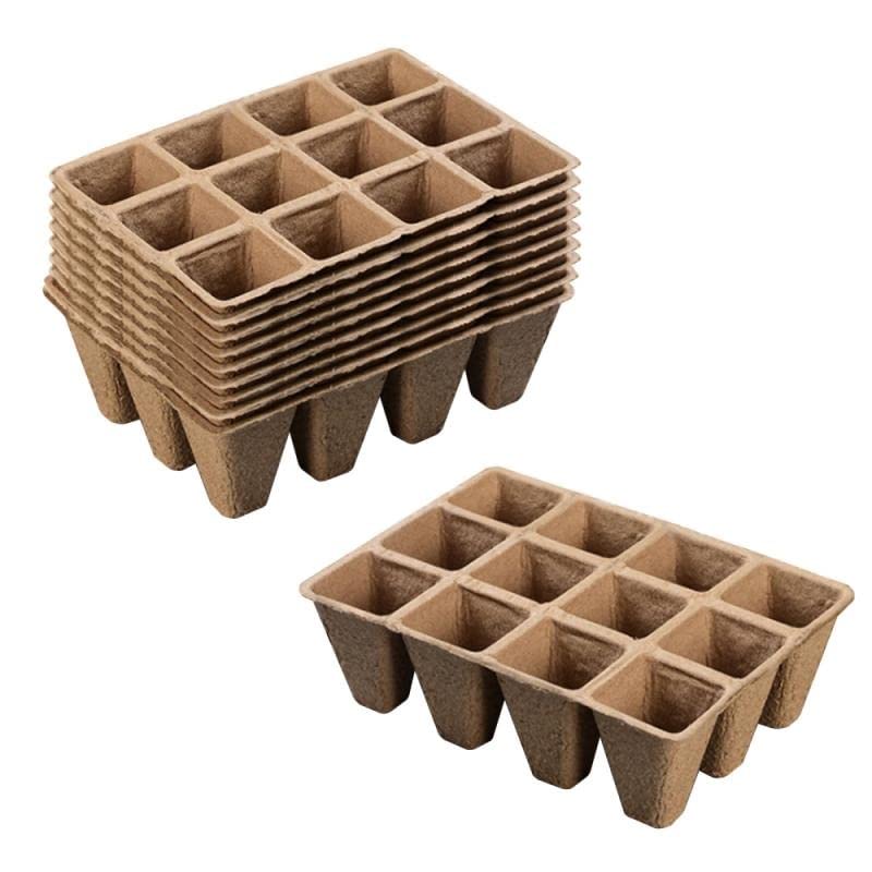 ZLDGYG 5-Pack 12-Cell Biodegradable Seed Starter Trays - Eco-Friendly Nursery Pots for Seedlings, Herbs & Microgreens | Perfect for Indoor Gardening, Kitchen Herb Growing & Organic Farming
