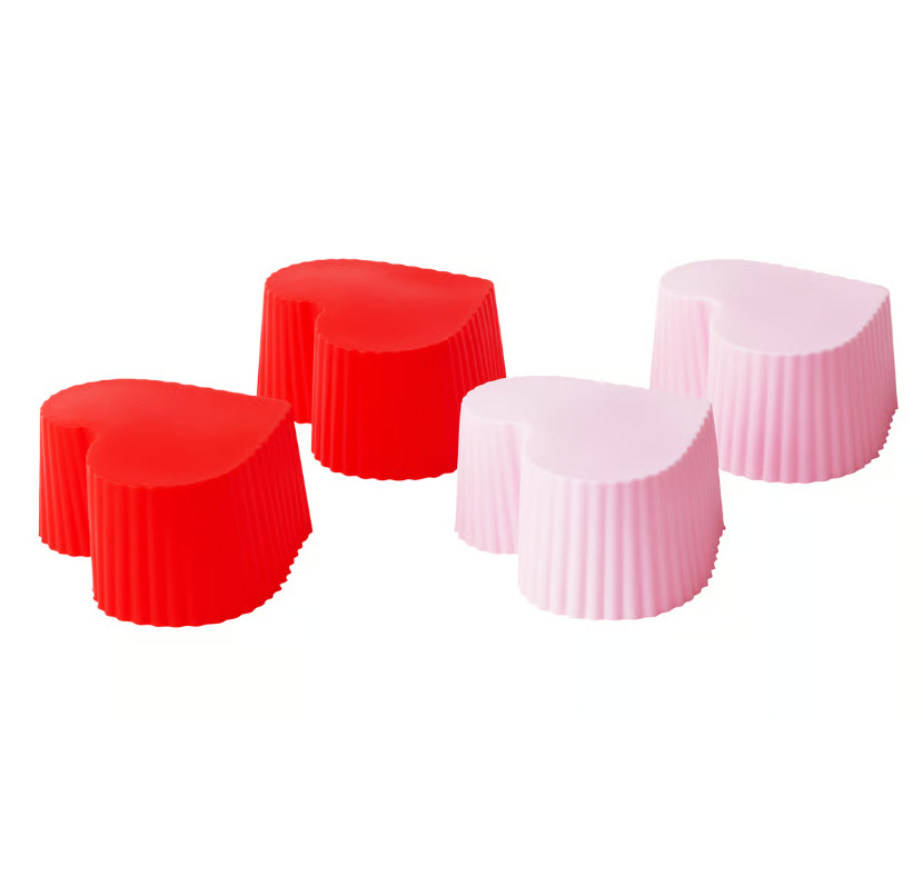 Bakelicious Heart Shaped Silicone Cupcake Liners - Red & Pink Baking Cups for Valentine's Day, Birthday Parties & Romantic Desserts | Reusable & Non-Stick