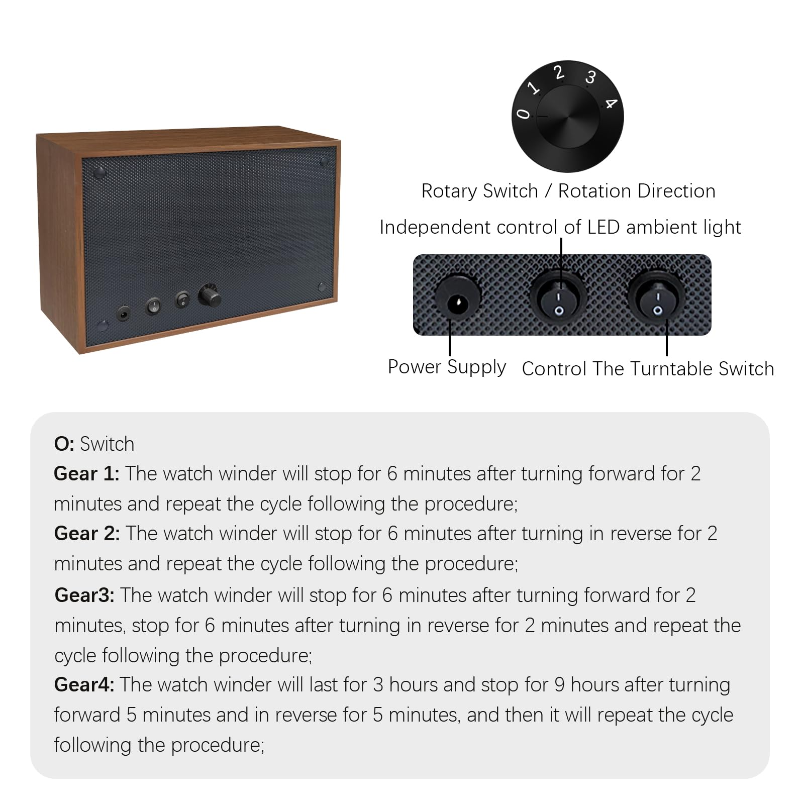 6-Slot Automatic Watch Winder with Serenity Backlight - Super Quiet Motor, USB Powered Wooden Watch Case with Soft Pillows for Men & Women | Perfect for Watch Collection Storage, Display & Maintenance