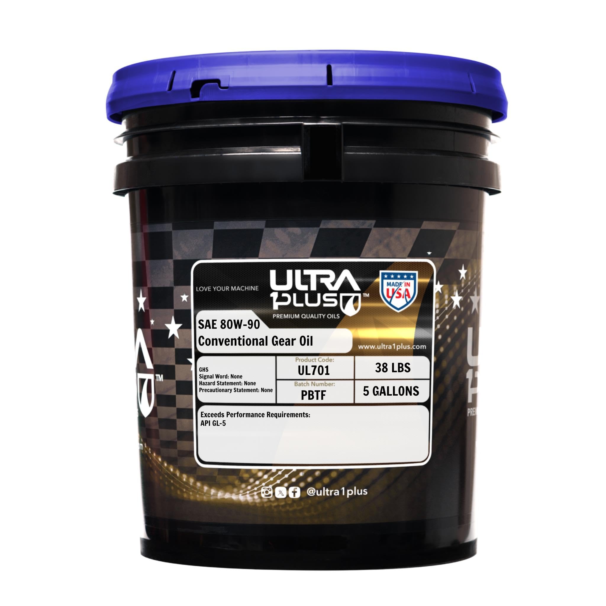 SAE 80W-90 Heavy Duty API GL-5 Gear Oil - 5 Gallon Pail for Trucks, Off-Road Vehicles & Industrial Equipment | High Performance Gear Lubricant for Extreme Pressure Conditions