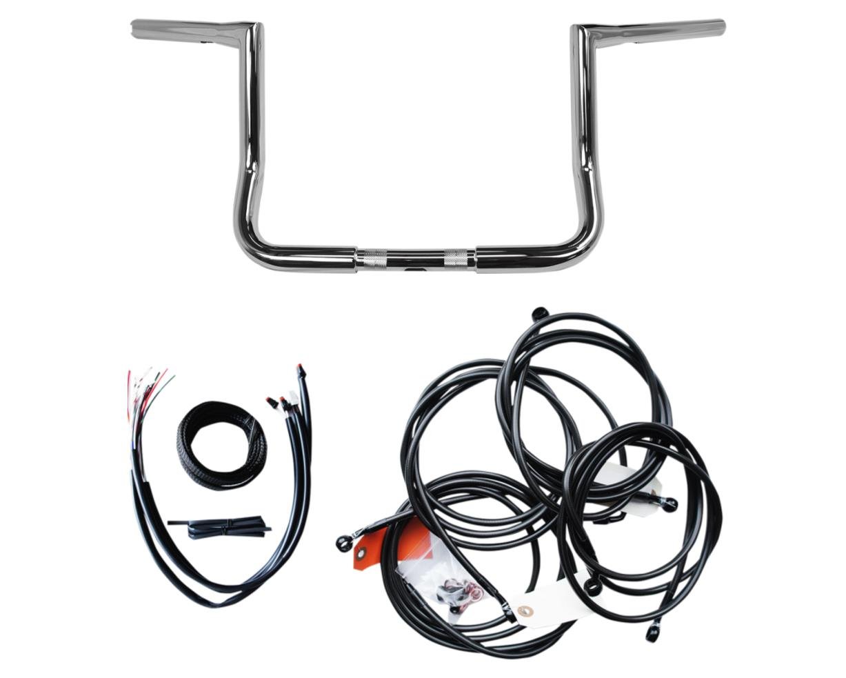 LA Choppers LA-7361KT2-14B Black Ape Hanger Handlebar Kit (14