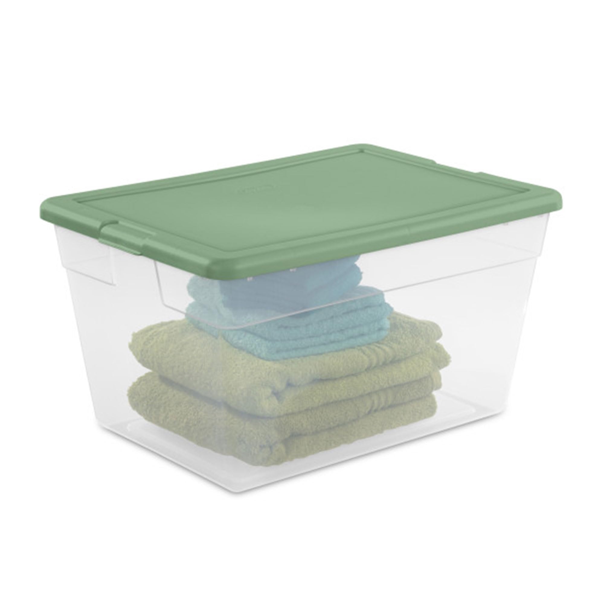 Sterilite 24-Pack Clear Plastic Storage Bins with Lids - Stackable Organizer Containers for Home, Office & Closet - Crisp Green Color - Perfect for Organizing Toys, Clothes & Seasonal Items