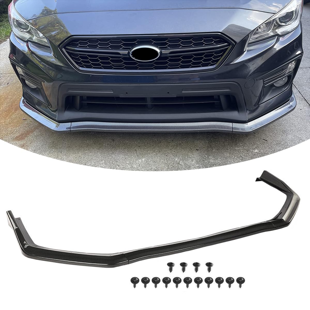 3PCS Carbon Fiber Front Bumper Lip Spoiler & Diffuser Splitter for 2015-2020 Subaru WRX STI Sedan - CS-Style Aero Kit for Enhanced Performance & Aggressive Look (Perfect for Racing, Car Shows & Street Tuning)