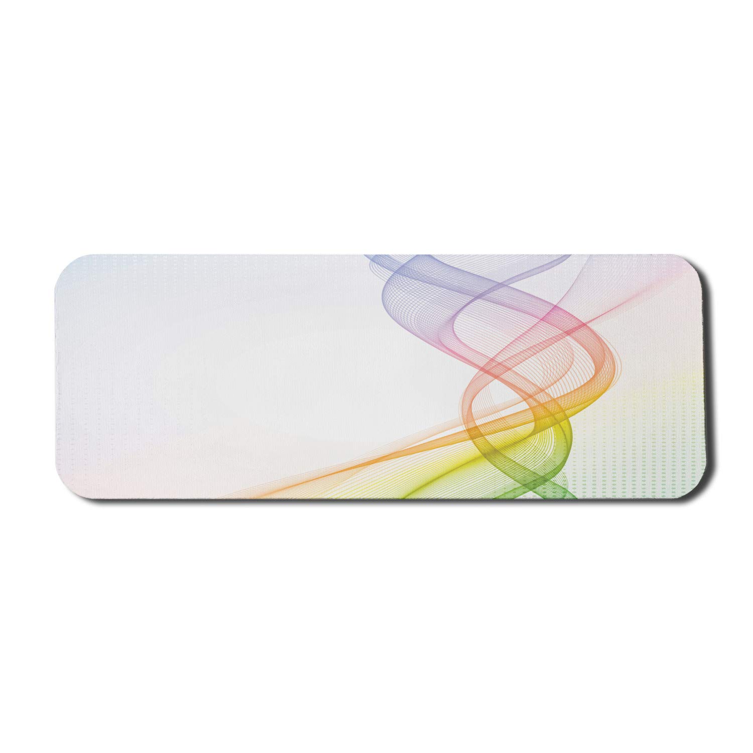 Ambesonne Abstract Computer Mouse Pad - Modern Smoke Wavy Design with Rainbow Colors, Non-Slip Rubber Base, Large Gaming Size 31