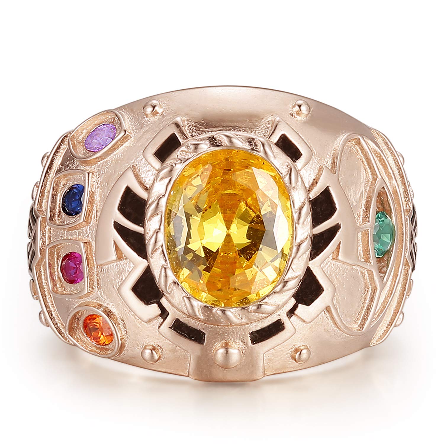 Infinity Gauntlet Rose Gold Plated 925 Sterling Silver Ring - Marvel Avengers Gift for Men & Women, Cosplay Jewelry for Superhero Fans
