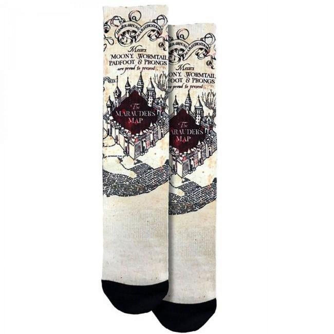 Harry Potter Marauder's Map Crew Socks for Men & Women (US 5-10 Men / 7-12 Women) - Officially Licensed Hogwarts Housewarming Gift for Potterheads & Wizarding World Fans