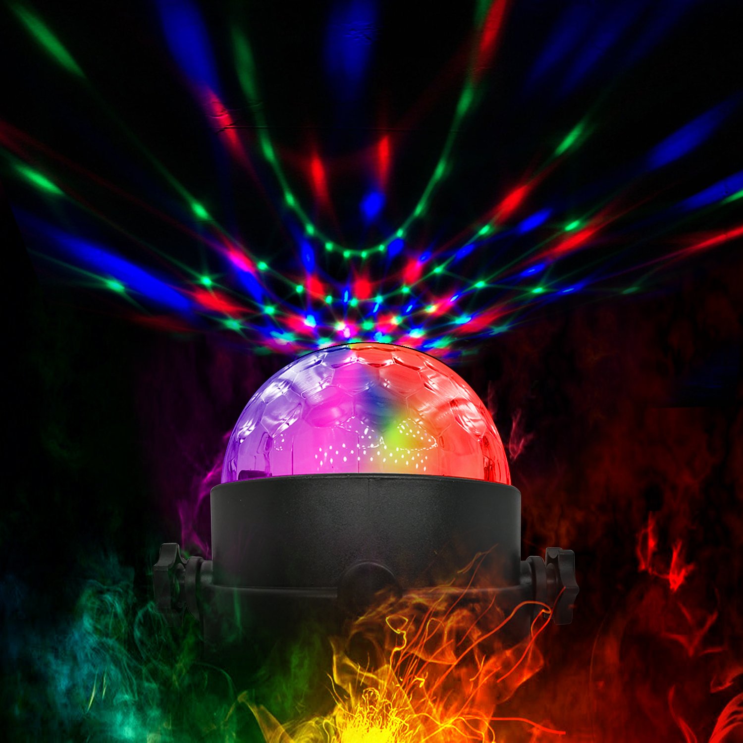 WINSAFE RGB Sound Activated LED Disco Ball Party Lights - 7 Modes with Remote Control for Home, Dance Parties, Birthday, Bar, Karaoke, Christmas & Wedding Events - Portable DJ Lighting for Indoor & Outdoor Use