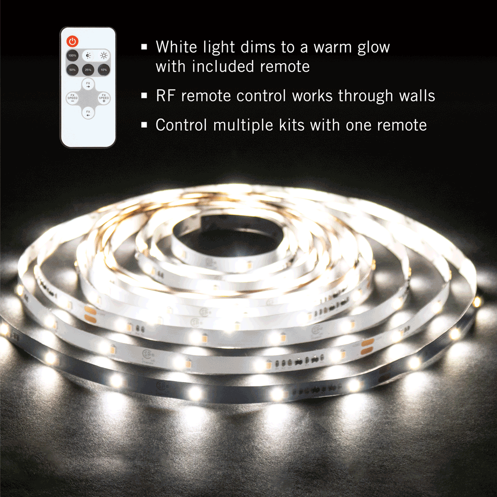 RibbonFlex Home 24V Dimmable Warm White LED Strip Light Kit - Perfect for Bedroom, Kitchen, and Living Room Ambient Lighting