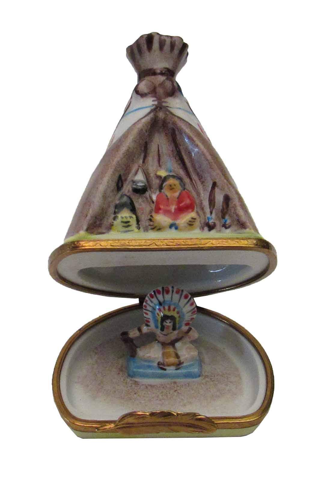 Hand-Painted Limoges Porcelain Box - Native American Teepee Design | Collectible Trinket Jewelry Box | Perfect for Home Decor, Gift Giving & Keepsake Storage