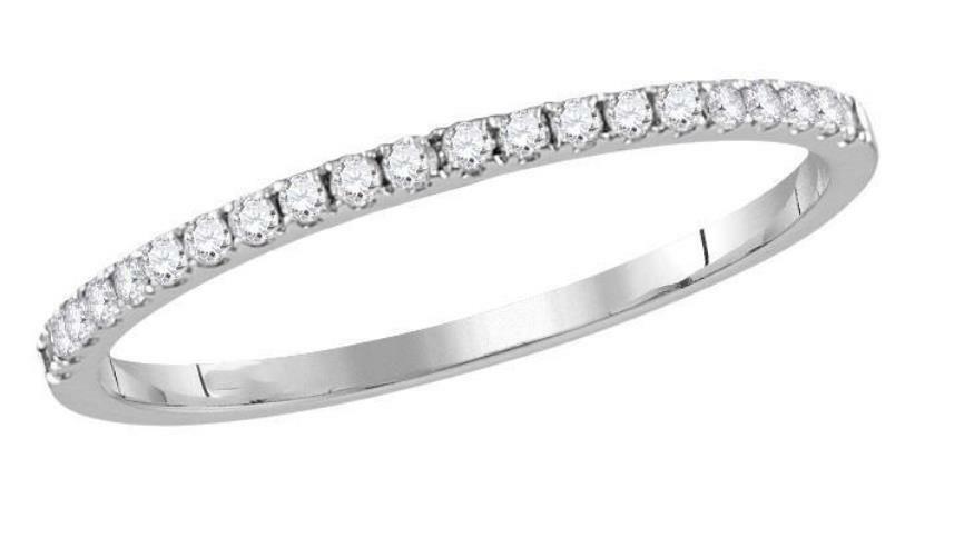14K White Gold Diamond Stackable Band Ring for Women - 1/6 Cttw, Dainty & Elegant Wedding, Anniversary or Everyday Jewelry Gift