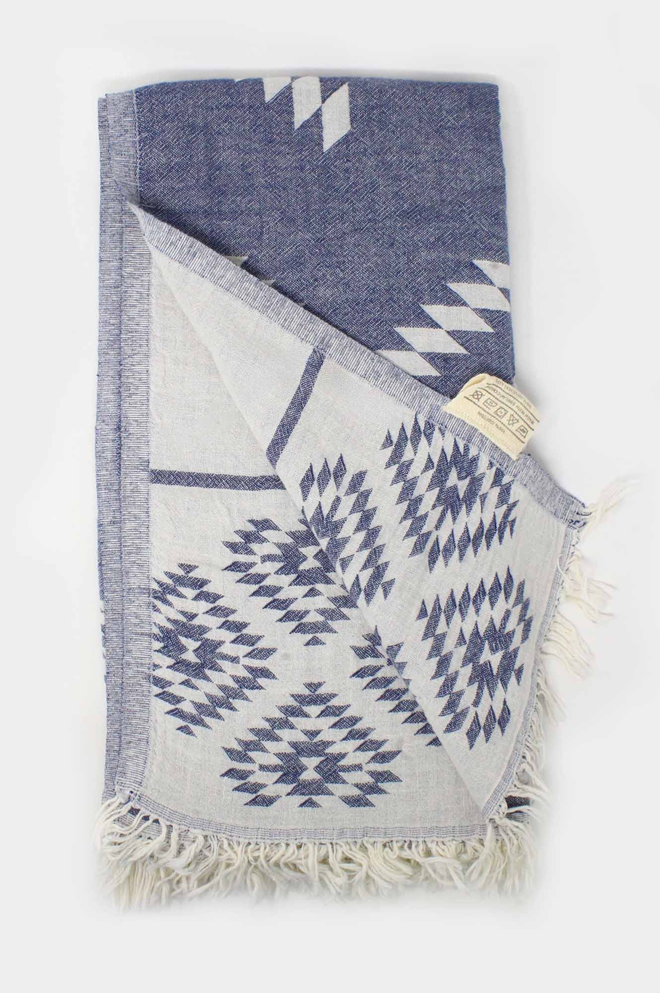 Premium Pestemal Greek Absorbent Towels - Soft & Quick-Drying Turkish Bath Towel in Navy Blue | Perfect for Beach, Yoga, Spa & Travel