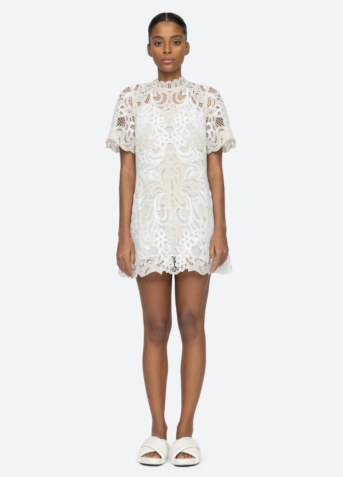 Branca Women's Short Sleeve Summer Dress in Cream - Perfect for Beach Vacation, Casual Outings & Date Nights