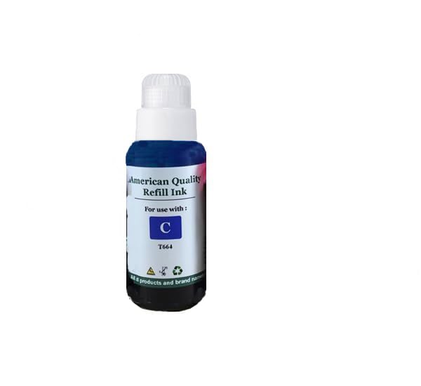 VividColors Cyan Refill Ink Bottle for Epson ET-2500 Printer - Compatible with T6642, T-6642 & 6642 Ink Cartridges - Perfect for Home Office Printing, Documents & Photos