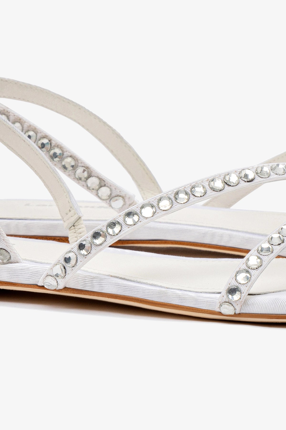 Vicky Women's Flat Sandals - White Fabric with Crystal Accents | Comfortable Summer Sandals for Beach, Vacation & Casual Outings