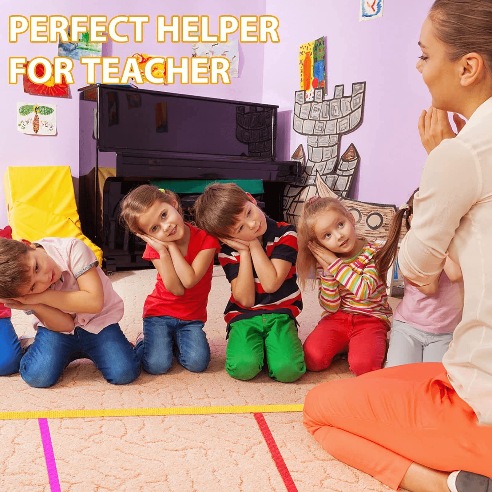 6 Rolls 100 Feet Mckanti Nylon Carpet Marker Strips for Classroom - Durable Floor Spots for Teachers, Student Line Up & Social Distancing - Perfect for School Hallways, Daycares & Play Areas