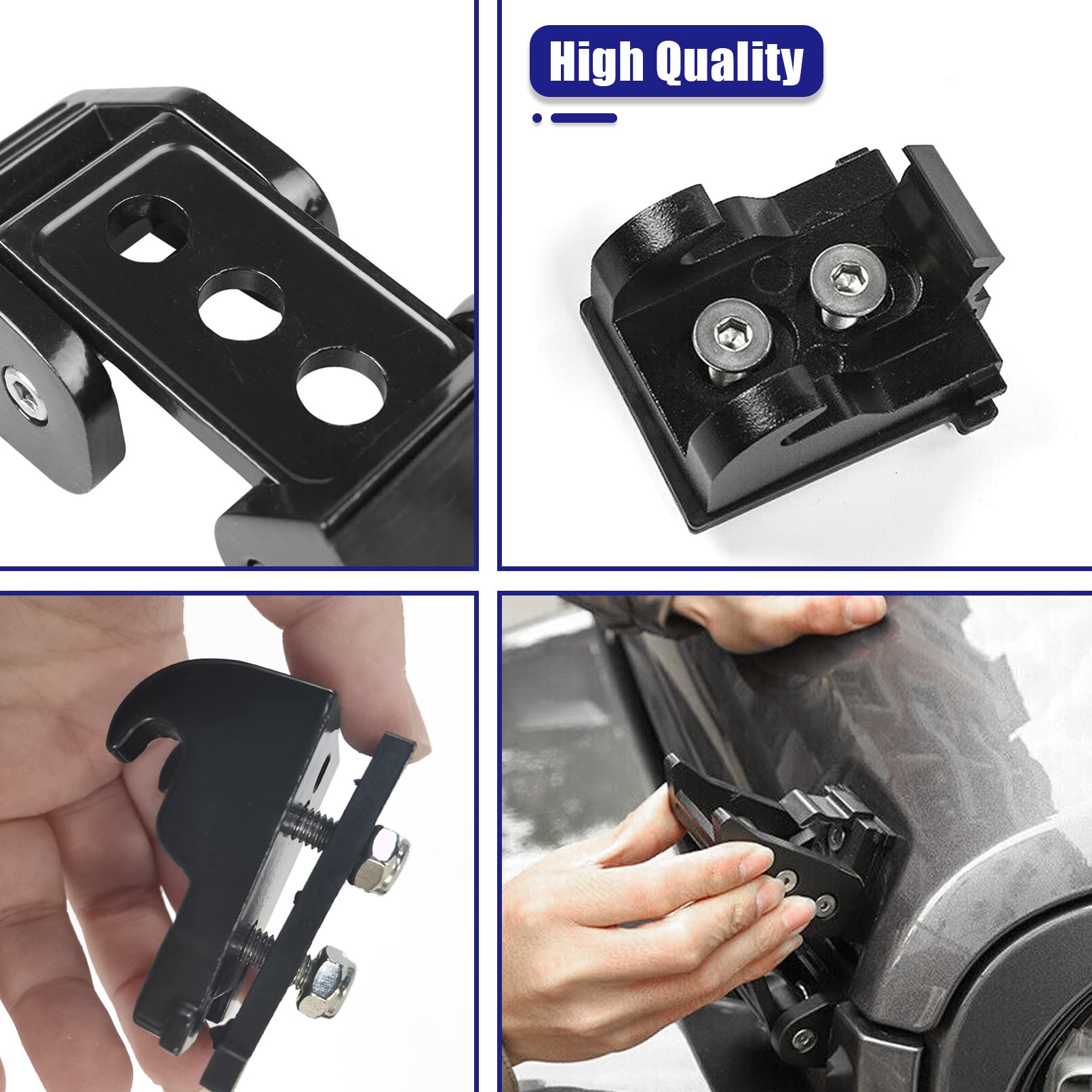 Wrangler Hood Latches Black Adjustable Hood Pins for 2007-2018 Jeep Wrangler JK JKU - Stainless Steel Lock Catch Kit Accessories (Round Hole Style) - Perfect for Off-Roading & Jeep Customization