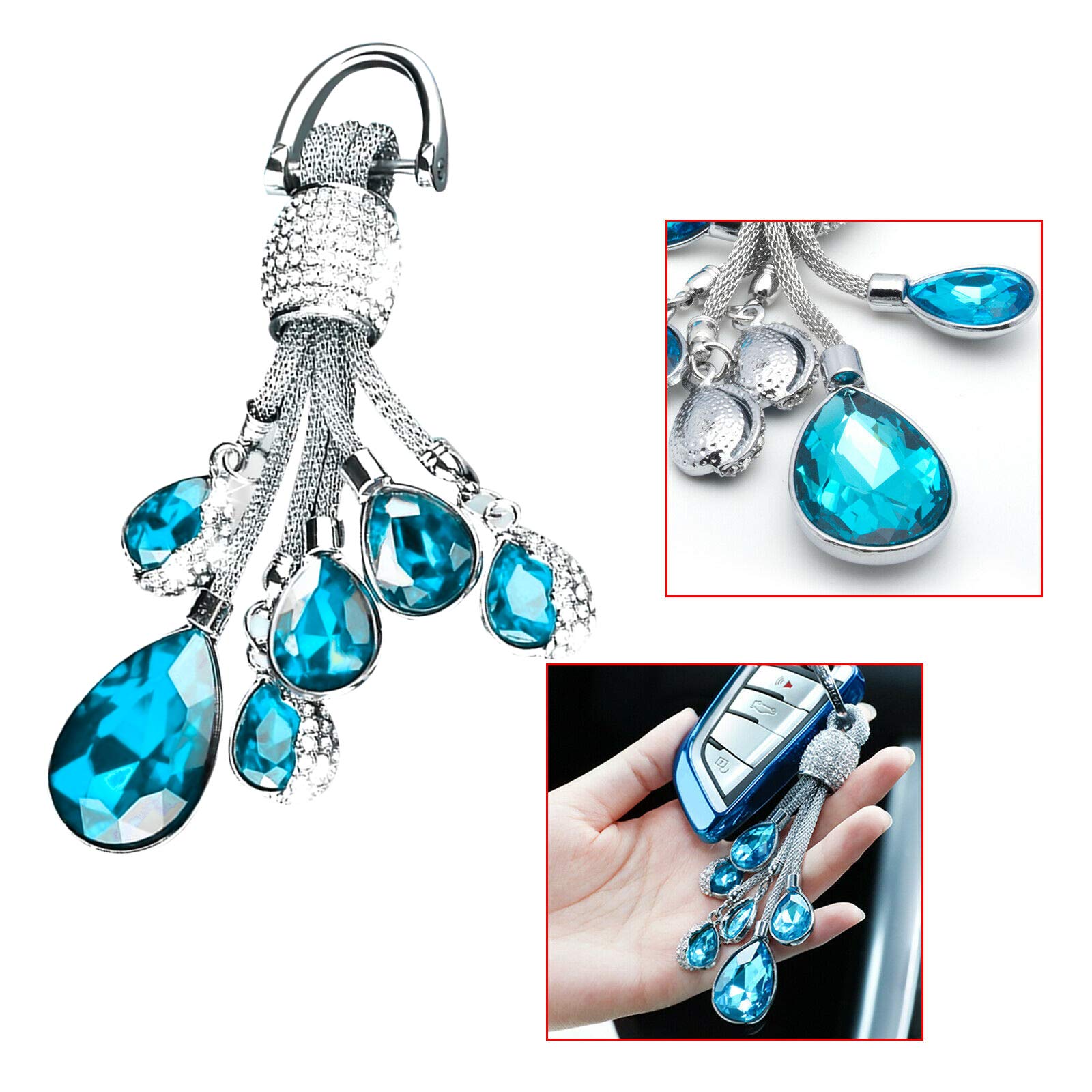 Shining Crystal Car Keychain - Diamond Bling Key Holder Ring with Water Drop Design, Universal Fit for All Vehicles | Perfect Gift for Car Enthusiasts & Stylish Accessory