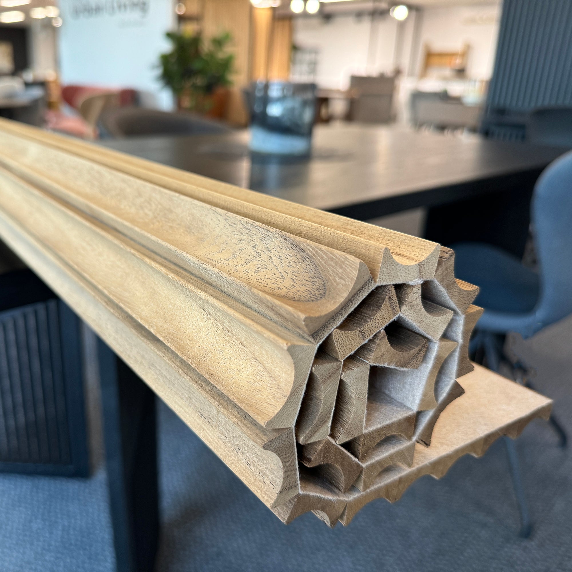 WOODFLEX Flexible Solid Paulownia Wood Slat Wall Panel - 2700mm x 600mm Wave Design - Perfect for Modern Home & Office Decoration, Accent Walls, and Interior Design Projects