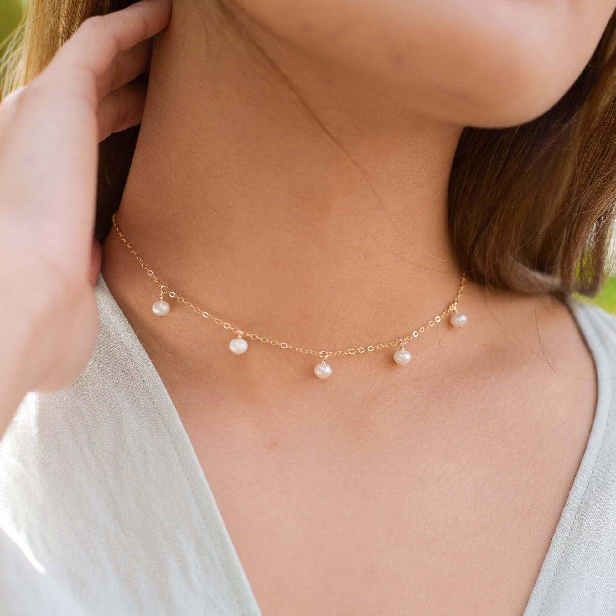 Elegant White Freshwater Pearl Drop Choker Necklace for Women - Perfect for Weddings, Parties & Special Occasions