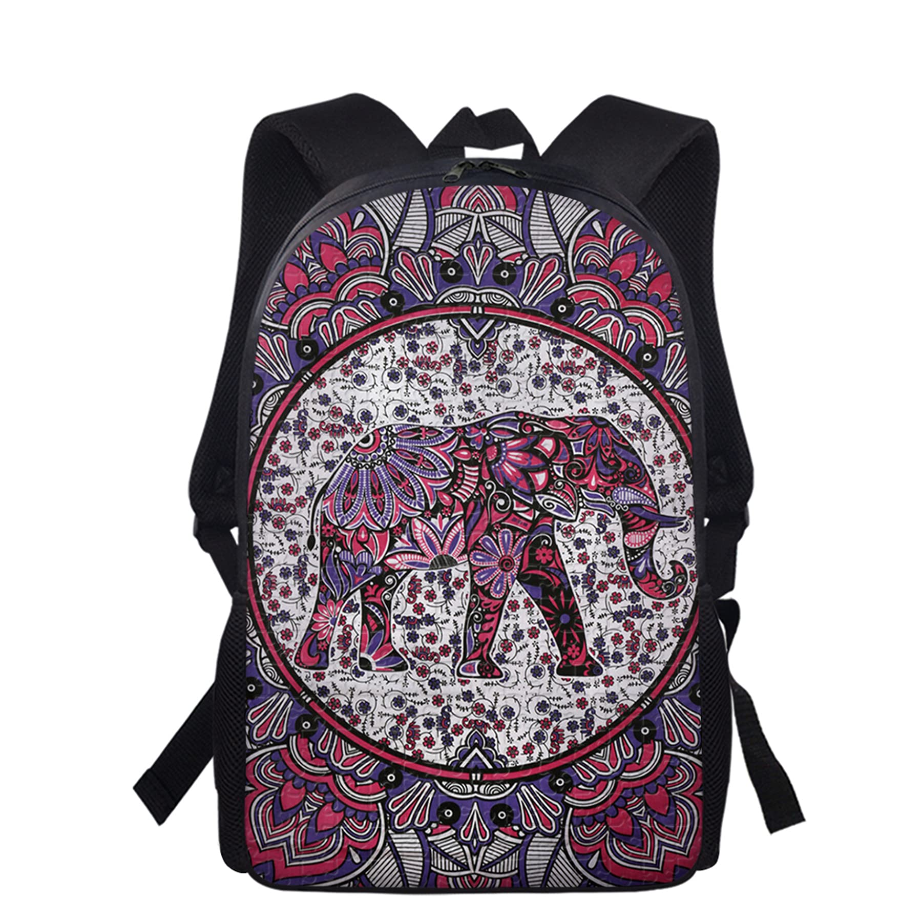 Stylish Pink Bohemian Elephant Print Backpack for Girls - Large Capacity School Bookbag, Cute Student Backpack for Elementary & Middle School - Perfect for School, Travel & Daily Use