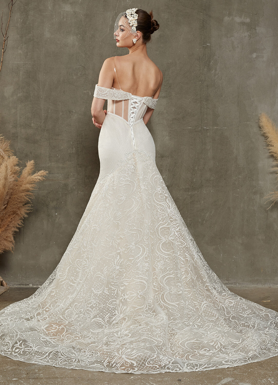 Elegant White Convertible Mermaid Wedding Dress with Sparkling Diamonds & Cathedral Train – Perfect for Bridal, Prom, and Formal Occasions