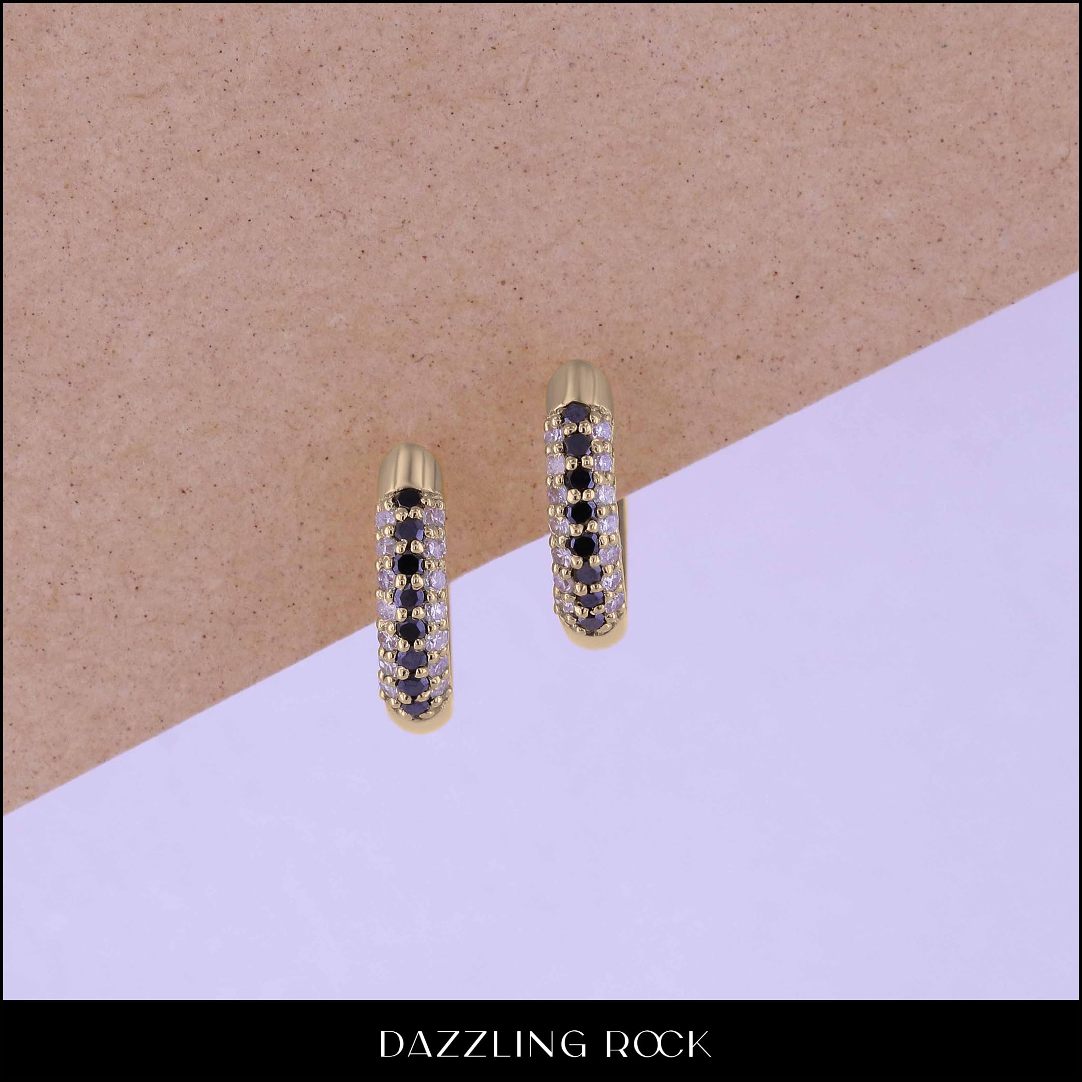Dazzlingrock Collection 14K Solid Yellow Gold Round Gemstone & White Diamond Pave Hoop Earrings for Women | Elegant Gift for Anniversary, Birthday, Wedding & Special Occasions