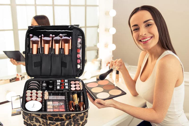 Sunaina Nylon Makeup Organizer Bag with Adjustable Compartments - Perfect for Travel & Cosmetics Storage