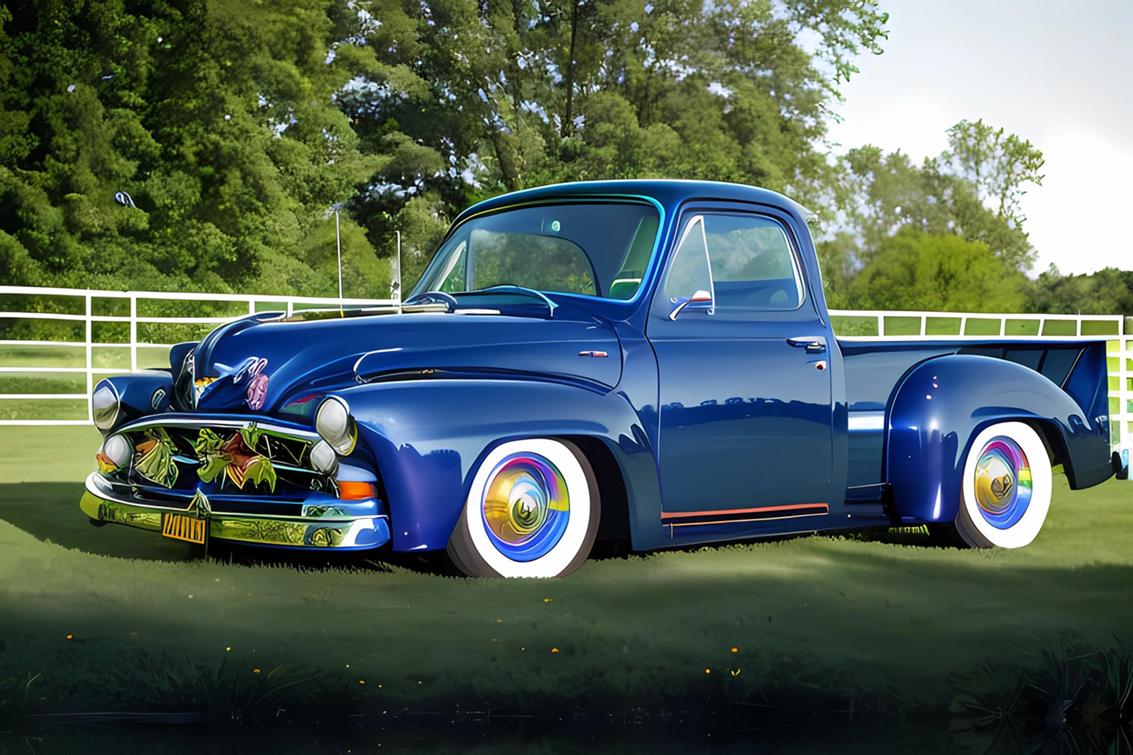 1000 Piece Wooden Jigsaw Puzzle for Adults - Classic 3D Blue Truck in Suburbs DIY Modern Art Home Decor (75x50cm) | Perfect for Family Game Night, Stress Relief & Wall Art Display
