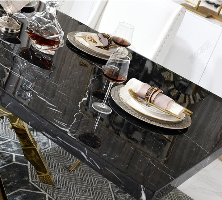 Luxury Brass & Italian Marble Designer Dining Table - Elegant Modern Round Kitchen Table for Dining Room, Restaurant & Home Decor