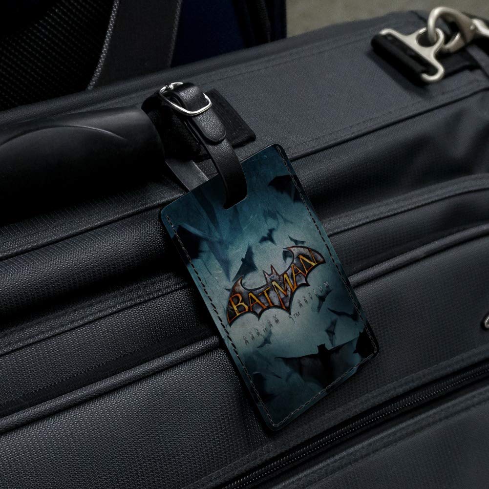 Batman Arkham Asylum Video Game Logo Leather Luggage Tag - Rectangle ID Card Holder for Suitcases, Backpacks & Travel Bags - Perfect for Cosplay, Comic Con & Batman Fans