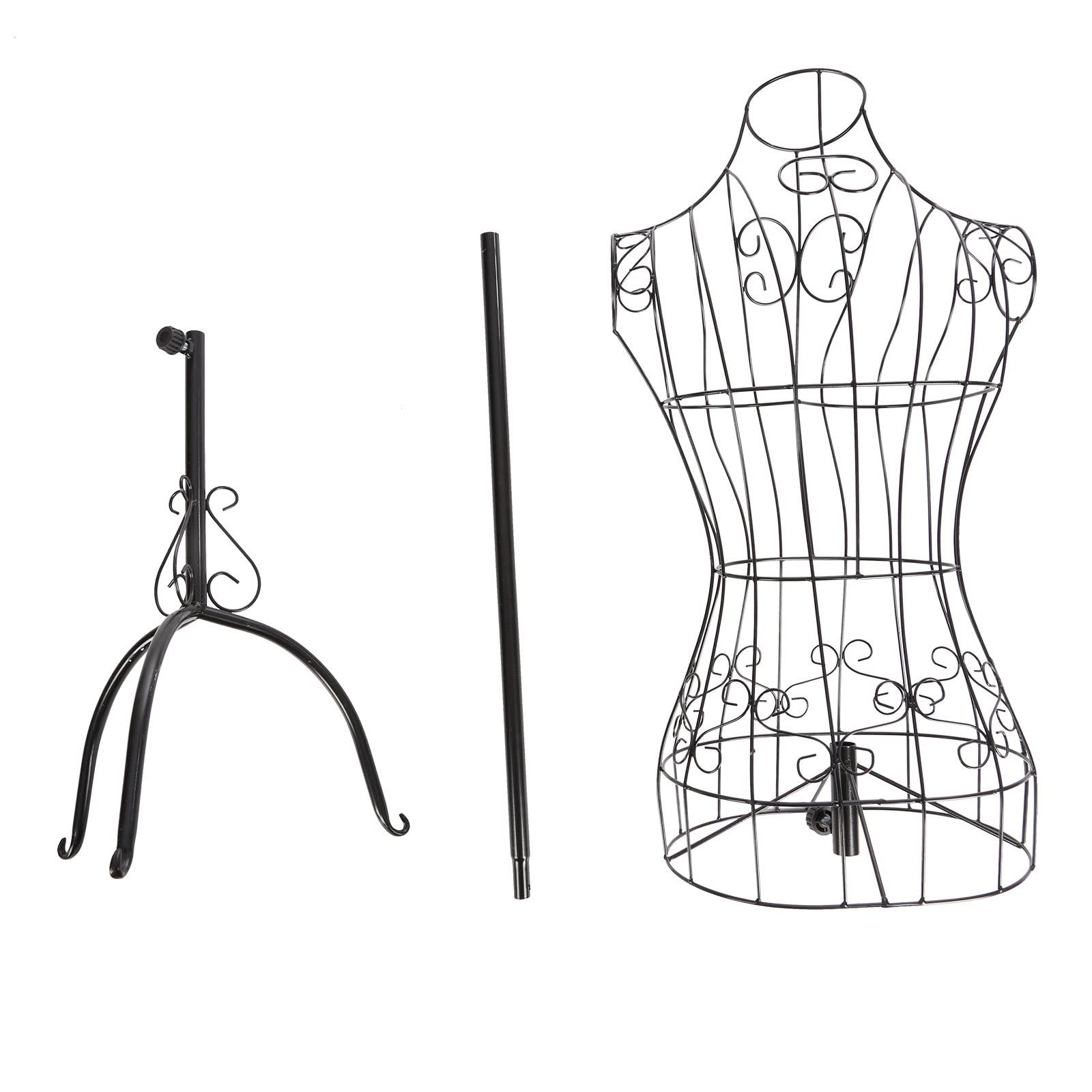 Queiting Adjustable Dress Form Mannequin - Female Dressmaker Dummy with Tripod Stand & Metal Wire Bust for Clothing Display (Black) - Perfect for Tailoring, Fitting, and Fashion Design