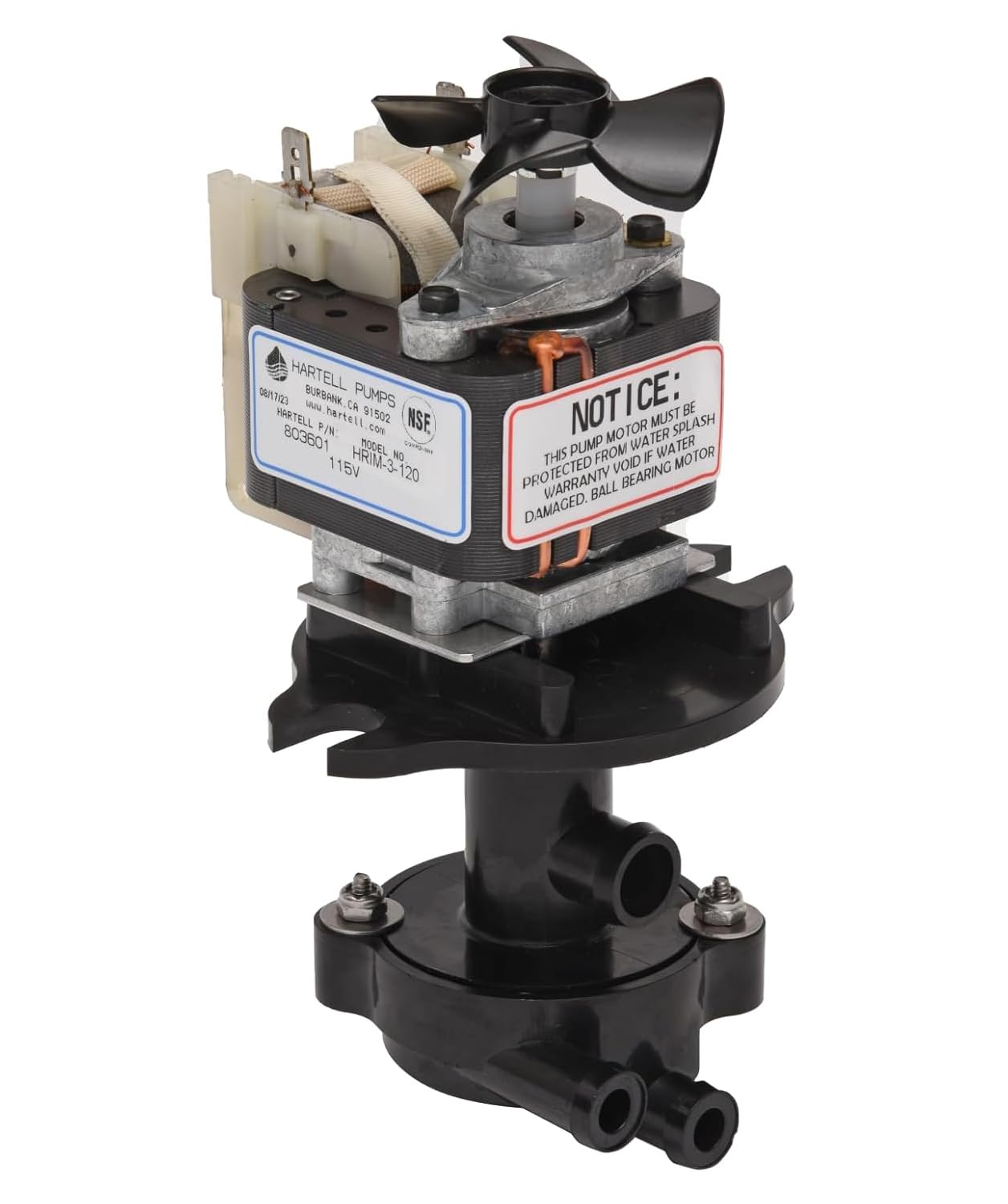 HARTELL HRIM-3-120 Replacement Ice Machine Pump - Compatible with GPPS-1SC-1 - High Performance Water Pump for Commercial Ice Makers - Perfect for Restaurants, Bars, and Hotels