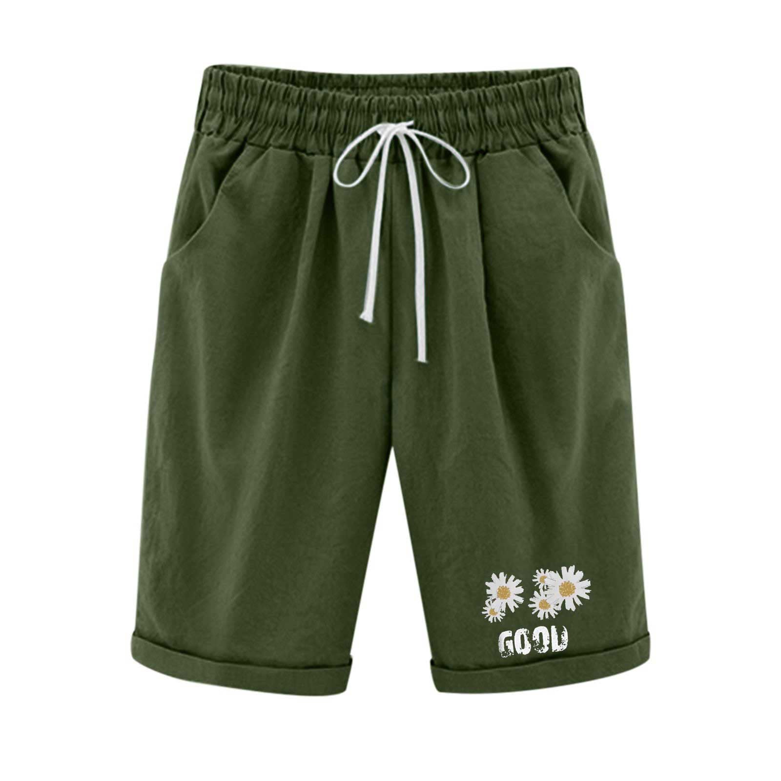 Women's Bermuda Shorts - Summer Casual Cotton Linen Lounge Shorts for Beach & Travel