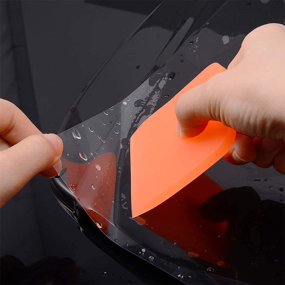 Vinyl Rubber Squeegee - HiYi Mini Soft Coating Scraper for Car Windshield & Window Cleaning | Scratch-Free TPU Hand Tool for Auto Detailing, Body Filming & Edge Trimming (Orange) | Perfect for Car Wash, Home Glass Cleaning & DIY Projects