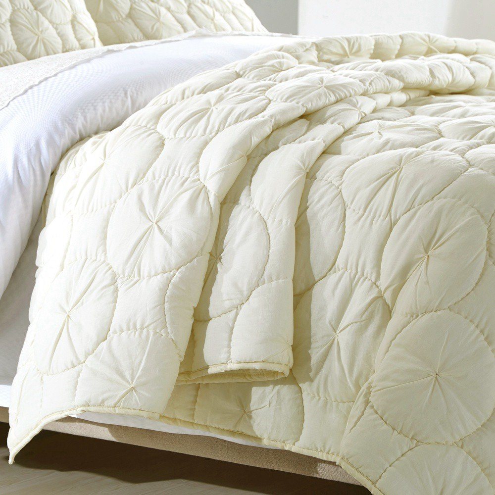 Luxury Pure Cotton Voile Quilt - Queen Size Ivory Calla Angel Dream Waltz Bedding Set for Elegant Bedroom Decor | Soft & Breathable Coverlet for All Seasons